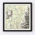 Vintage Akershus, Norway Map 1729