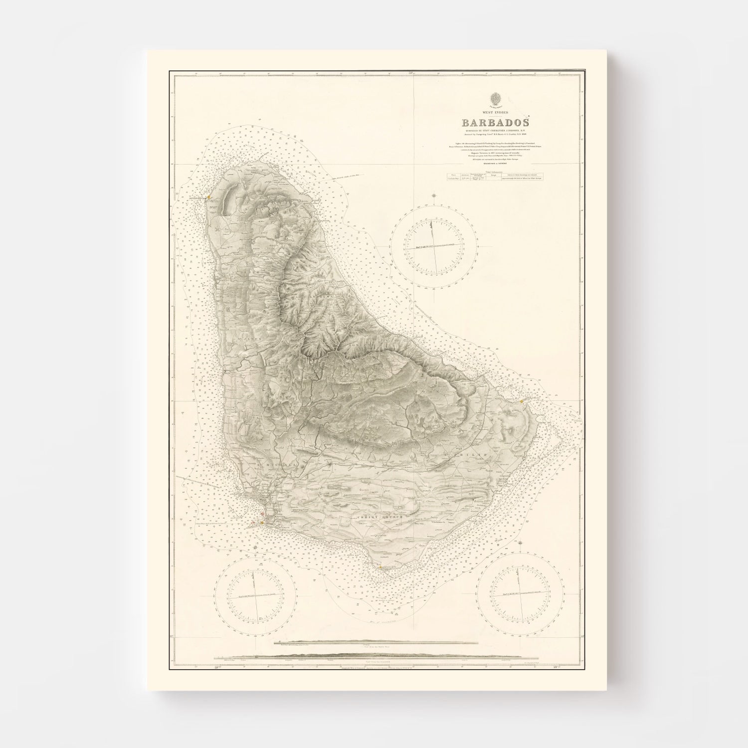 Vintage Barbados Nautical Map 1927