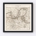 Vintage Map of Pamplona, Spain 1719