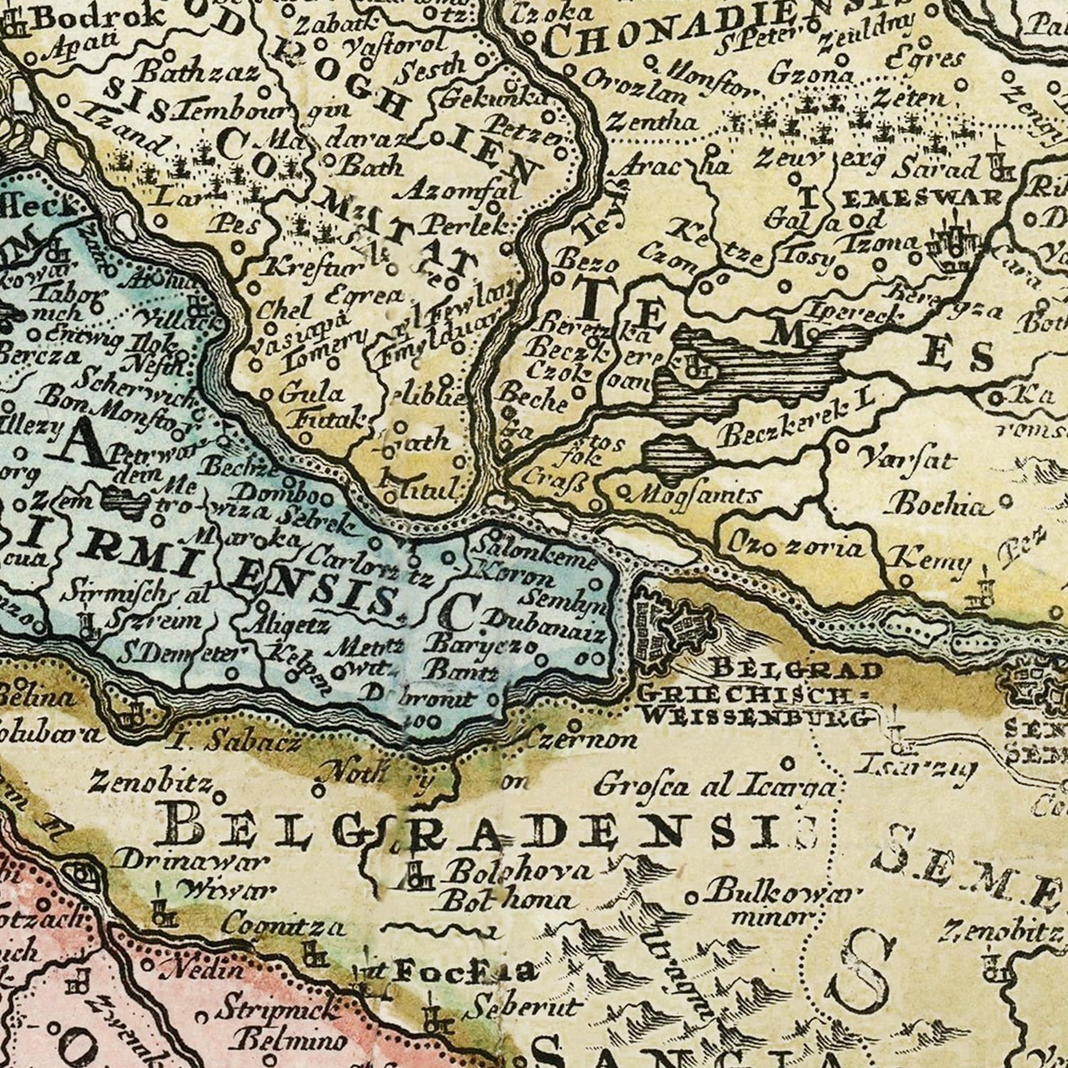 Vintage Map of Hungary 1725