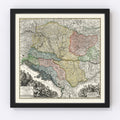 Vintage Map of Hungary 1725