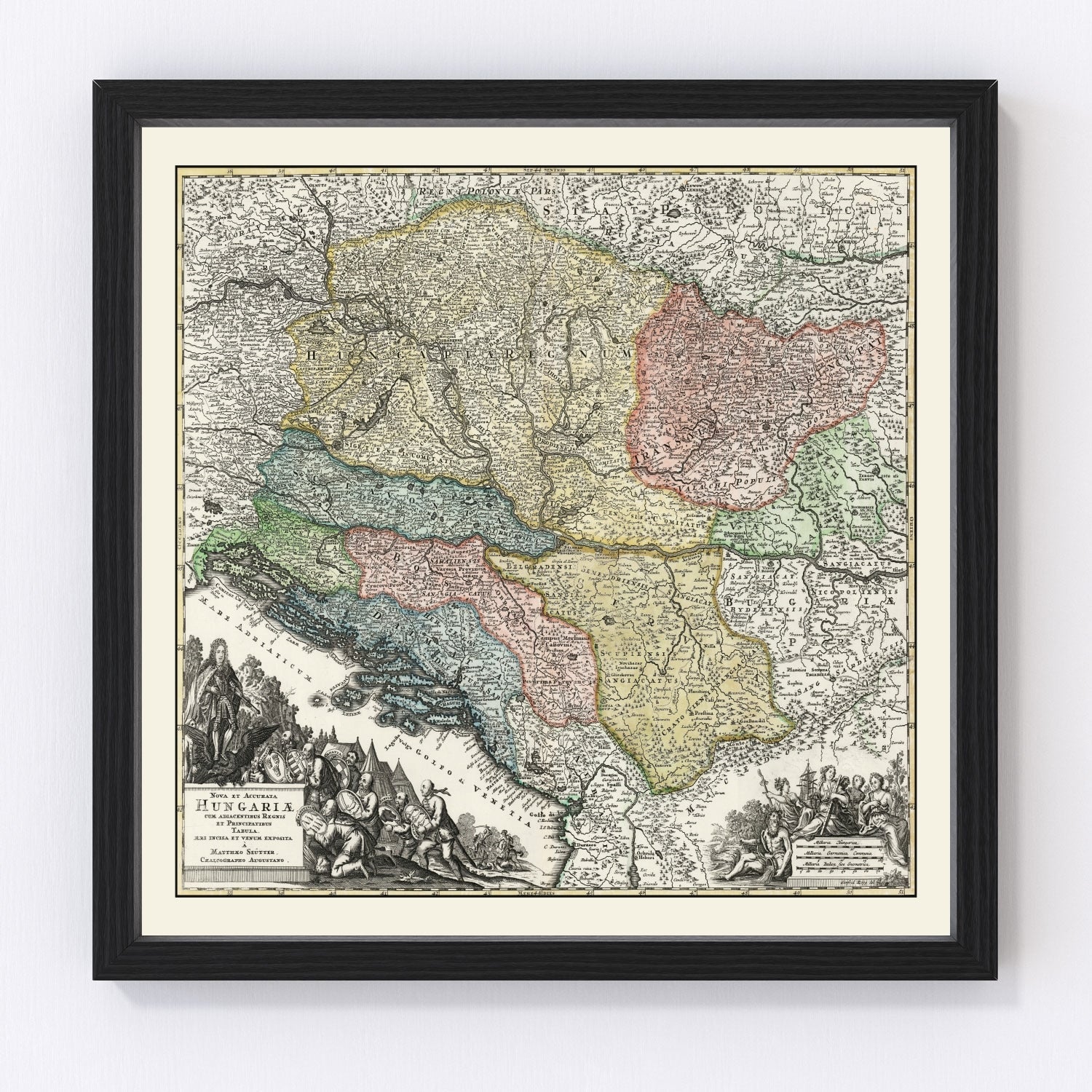 Vintage Map of Hungary 1725
