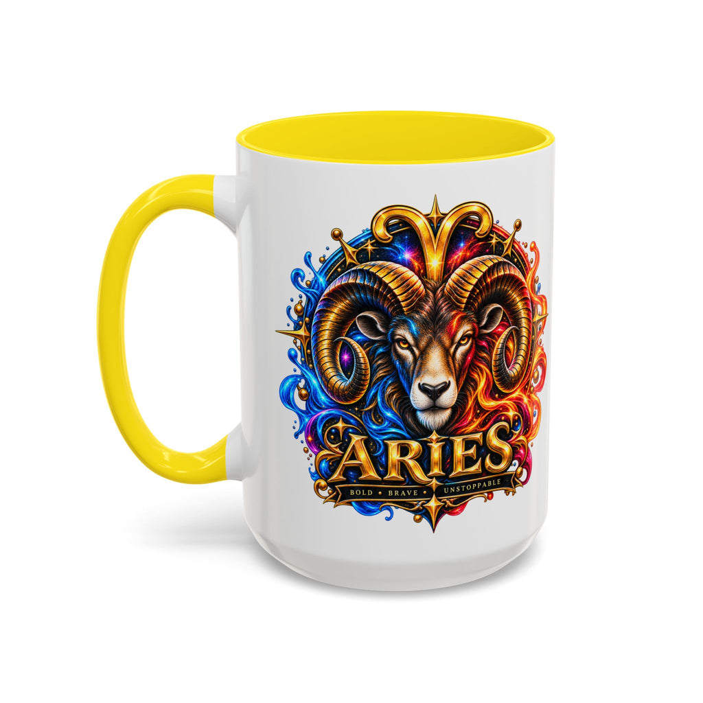 Aries Zodiac Coffee Mug — Colorful Ram Astrology Accent Mug (11/15oz)
