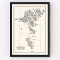 Vintage Faroe Islands Map 1873