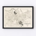 Vintage Map of Casablanca, Morocco 1941