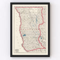 Vintage Map of Mendocino County, California 1914
