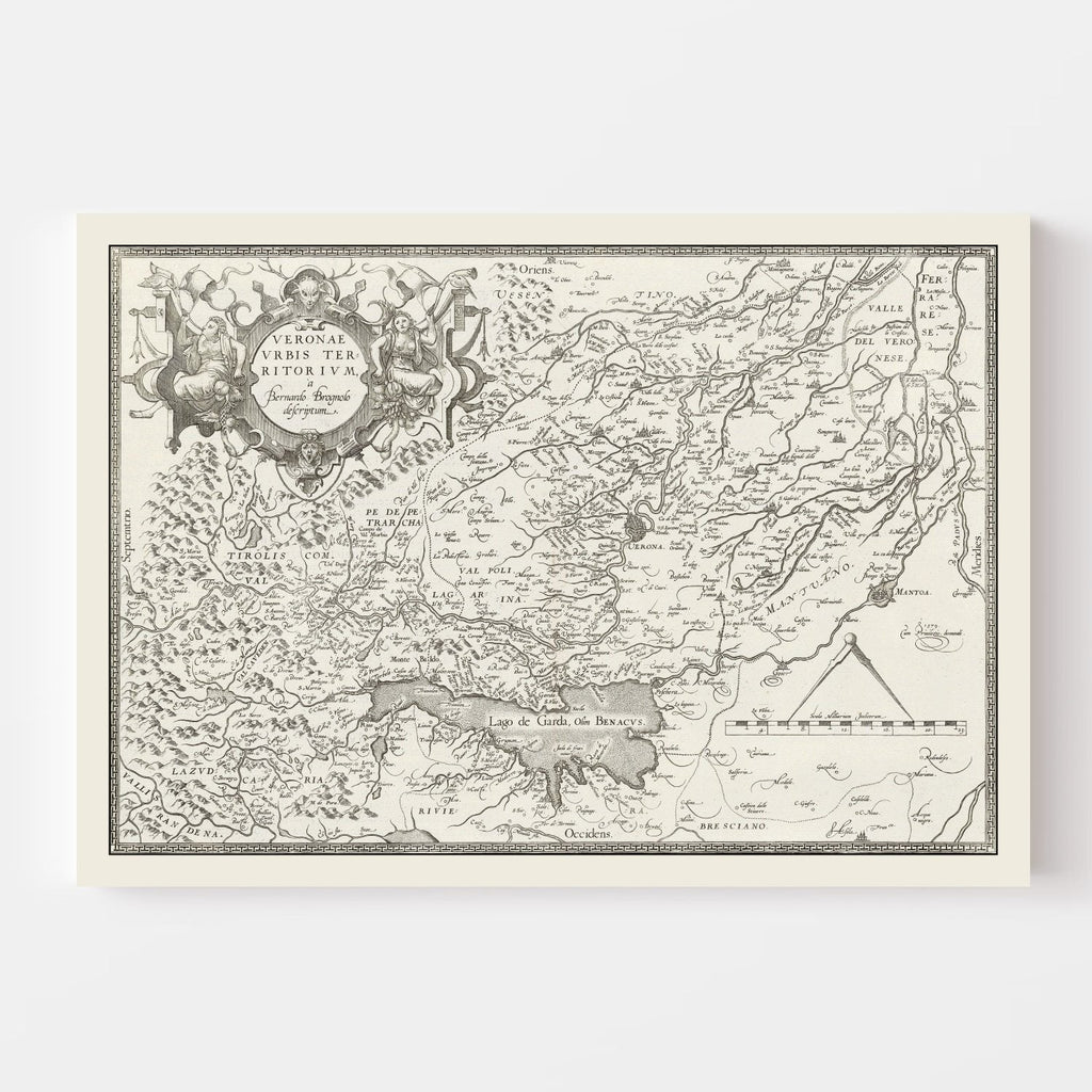 Vintage Map of Verona, Italy 1579