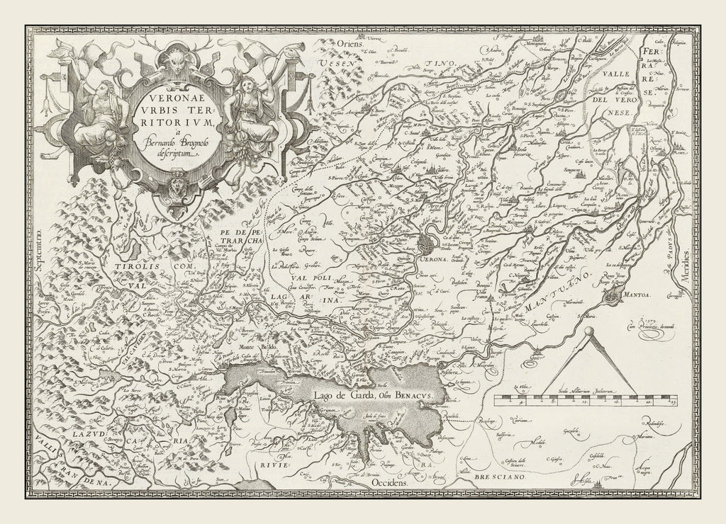 Vintage Map of Verona, Italy 1579