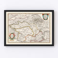 Vintage Ancient Gaul Map 1662