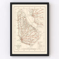 Vintage Map of Barbados 1956