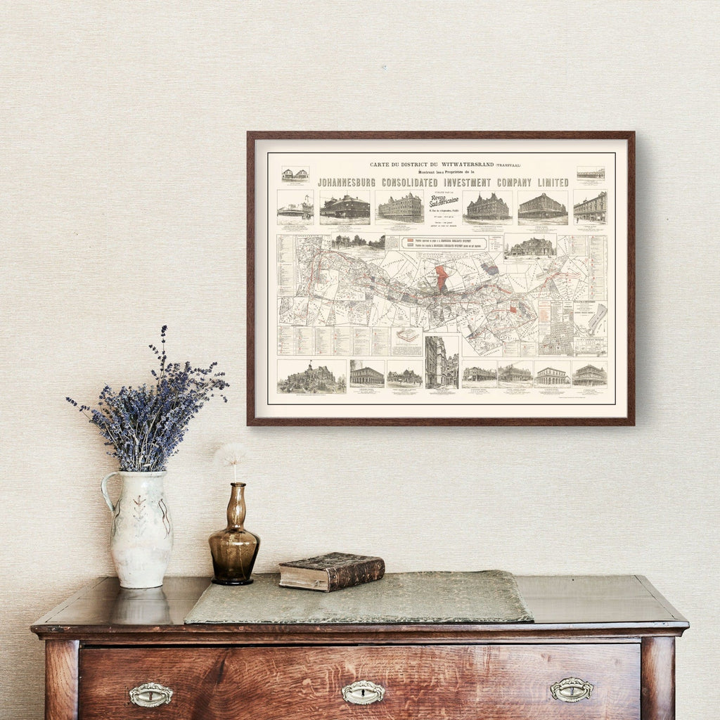 Vintage Map of Johannesburg, South Africa 1902