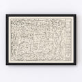 Vintage Map of Kyoto, Japan 1812