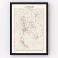 Vintage Map of Thailand During World War II 1941