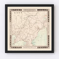Vintage Manchuria, Russo Japanese War Map 1905