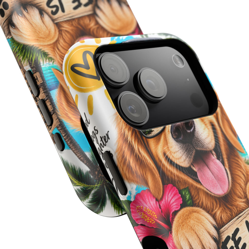 Impact-Resistant Phone Case — "Life Is Better With a Dog" Tropical Dog Design