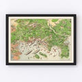Vintage Map of Cannes, France 1953