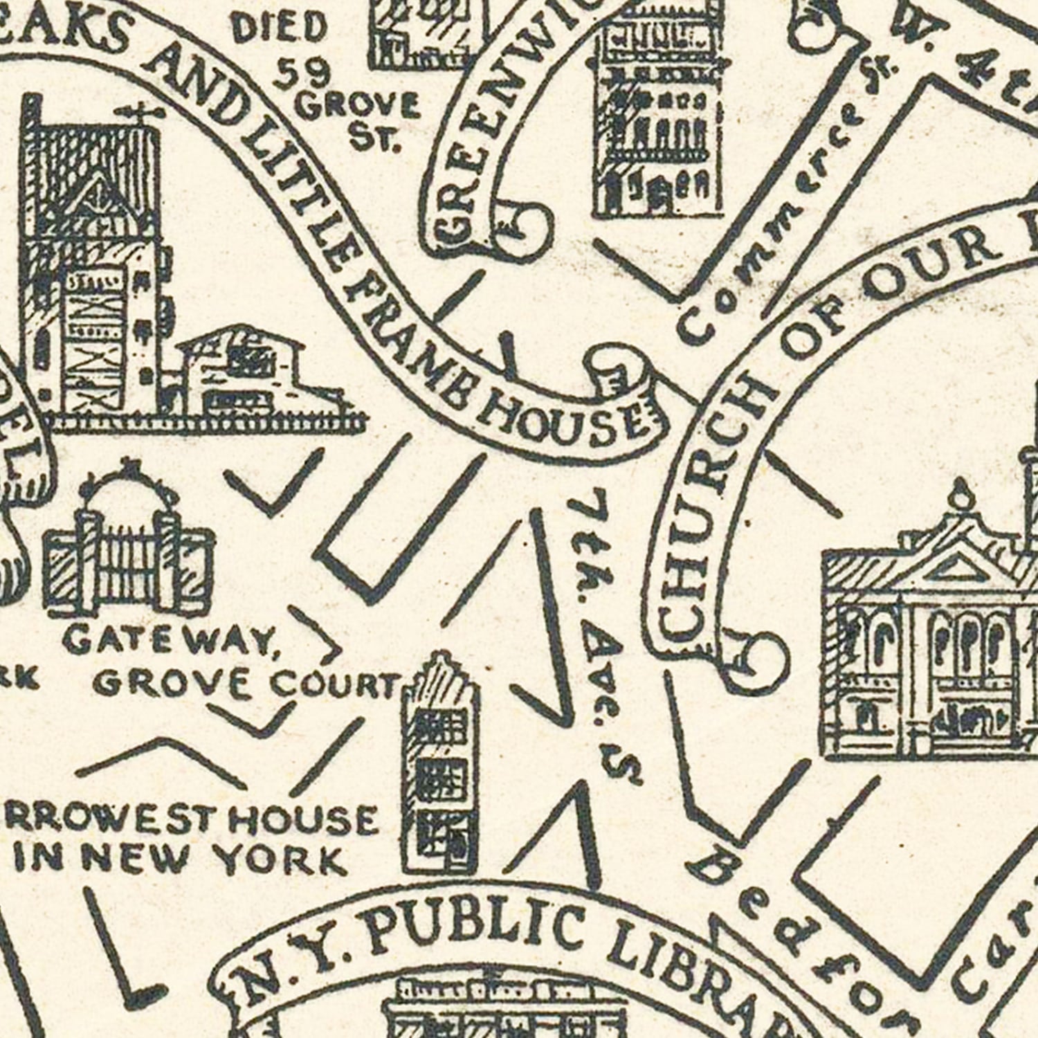 Vintage Map of Greenwich Village, New York 1934