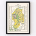 Vintage Map of Bangkok, Thailand 1928