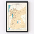 Vintage Hashemite Kingdom of Jordan Map 1955