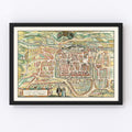 Vintage Map of Weimar, Germany 1582