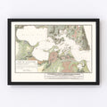 Vintage Guantanamo Bay Cuba Map 1830