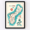 Vintage Guam Map 1955