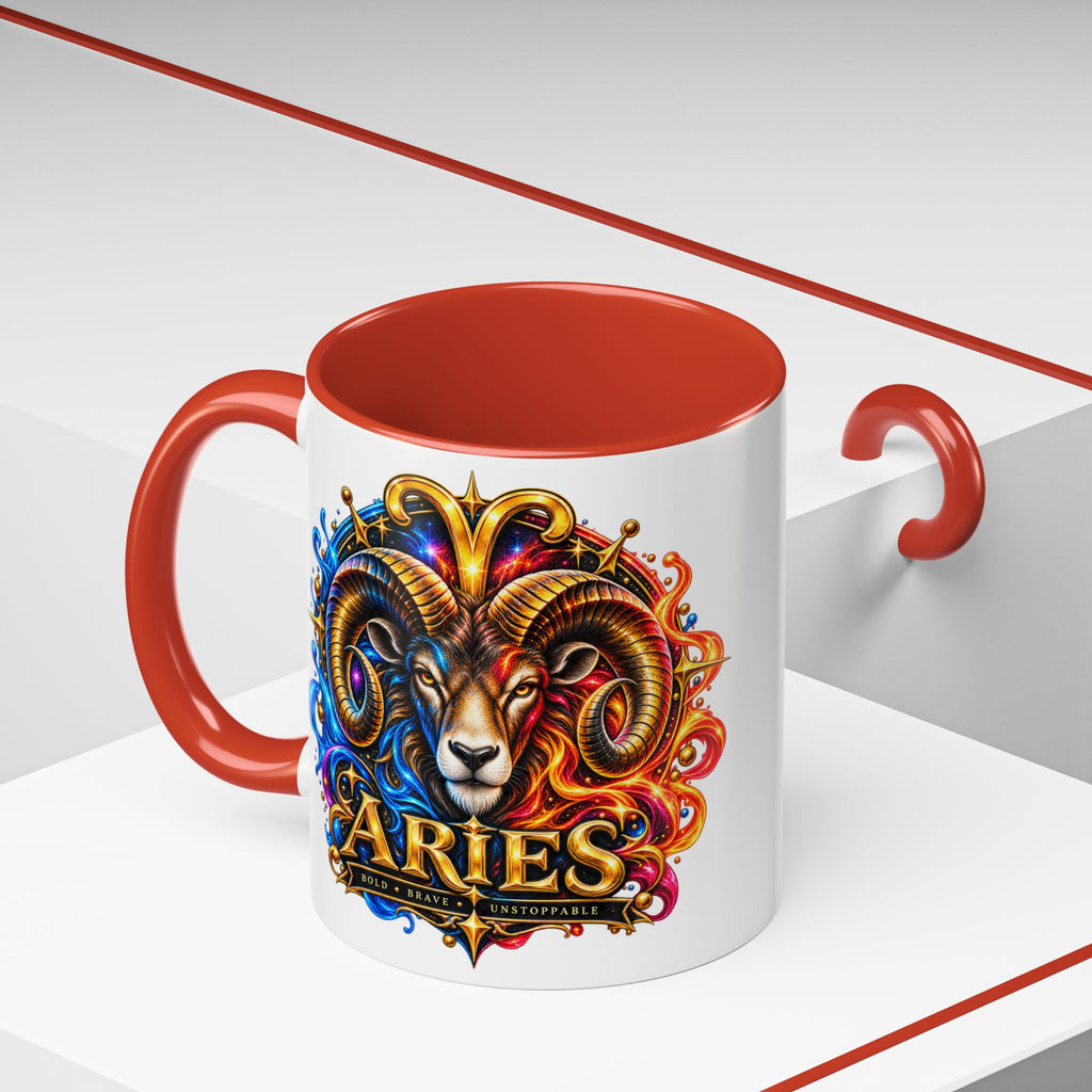 Aries Zodiac Coffee Mug — Colorful Ram Astrology Accent Mug (11/15oz)