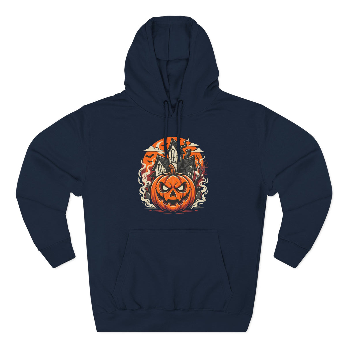 Halloween Pumpkin Hoodie — Jack-O'-Lantern Haunted House Fleece Hoodie