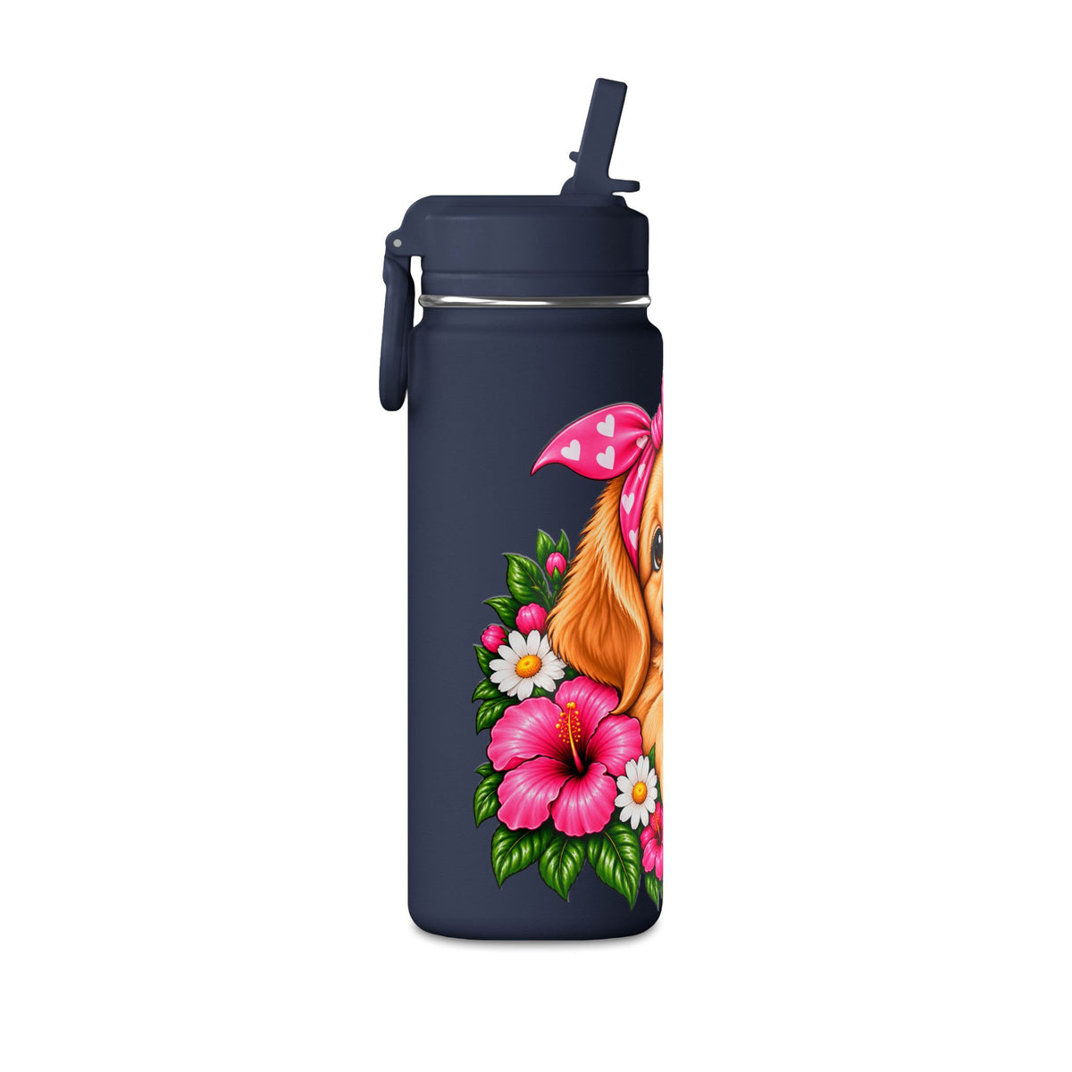 Puppy Floral 20oz Water Bottle
