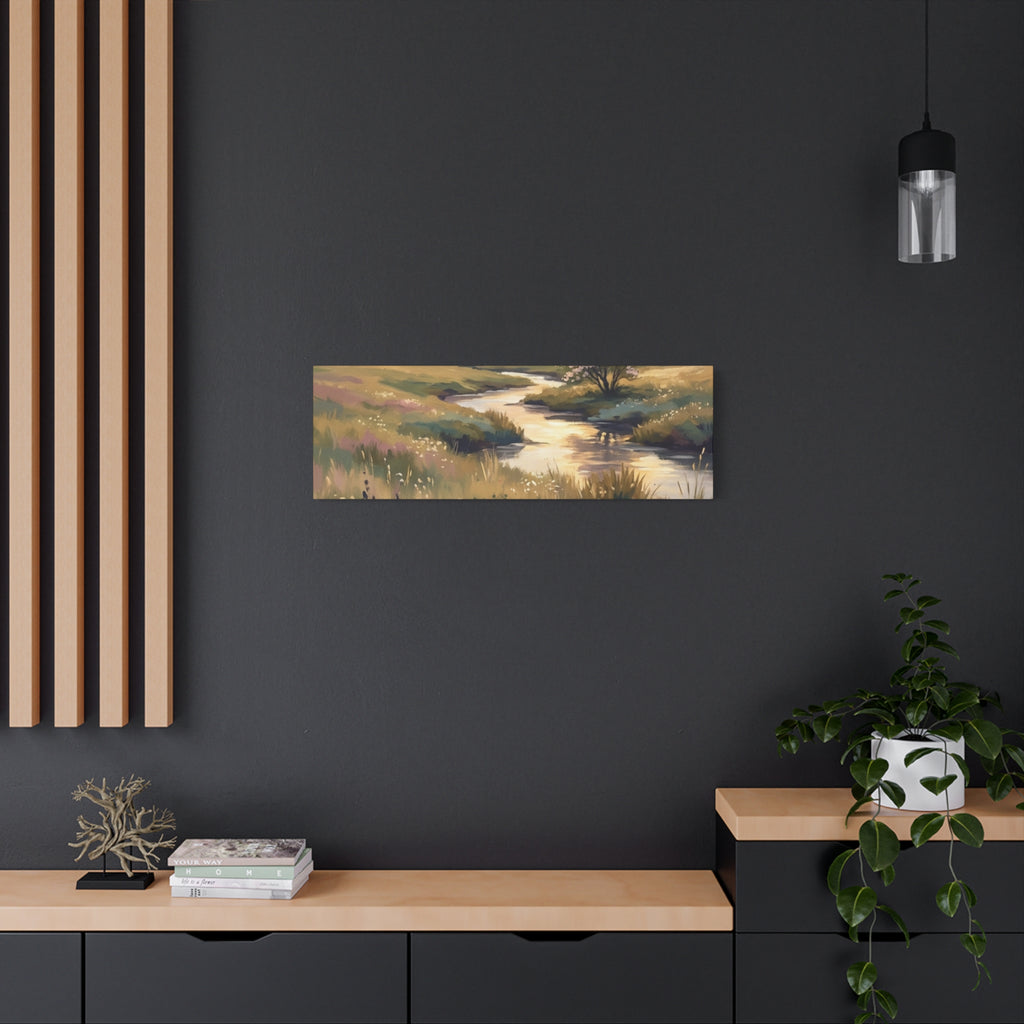 Serene Meadow Stream Matte Canvas Art — Stretched Wall Decor