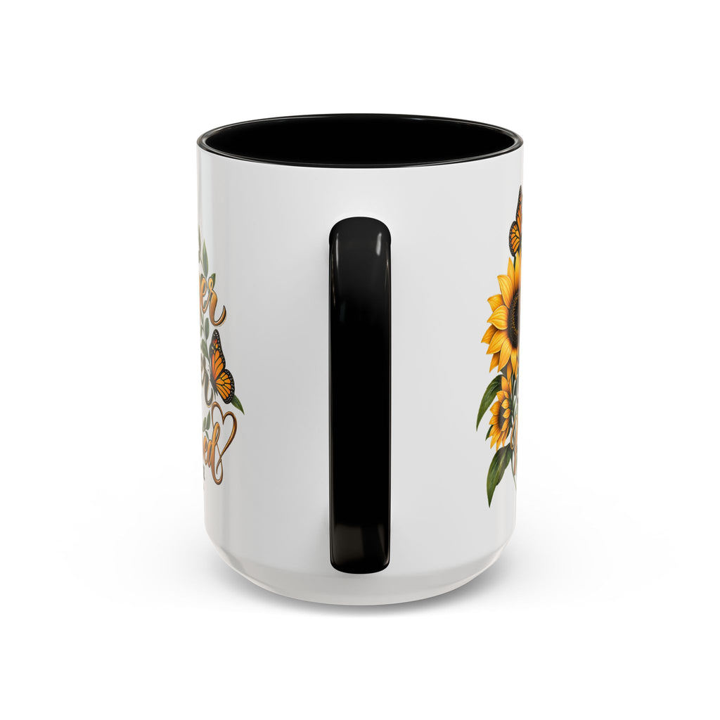 Inspirational Sunflower Coffee Mug — "You Are Stronger, Brighter, More Loved" Accent Mug
