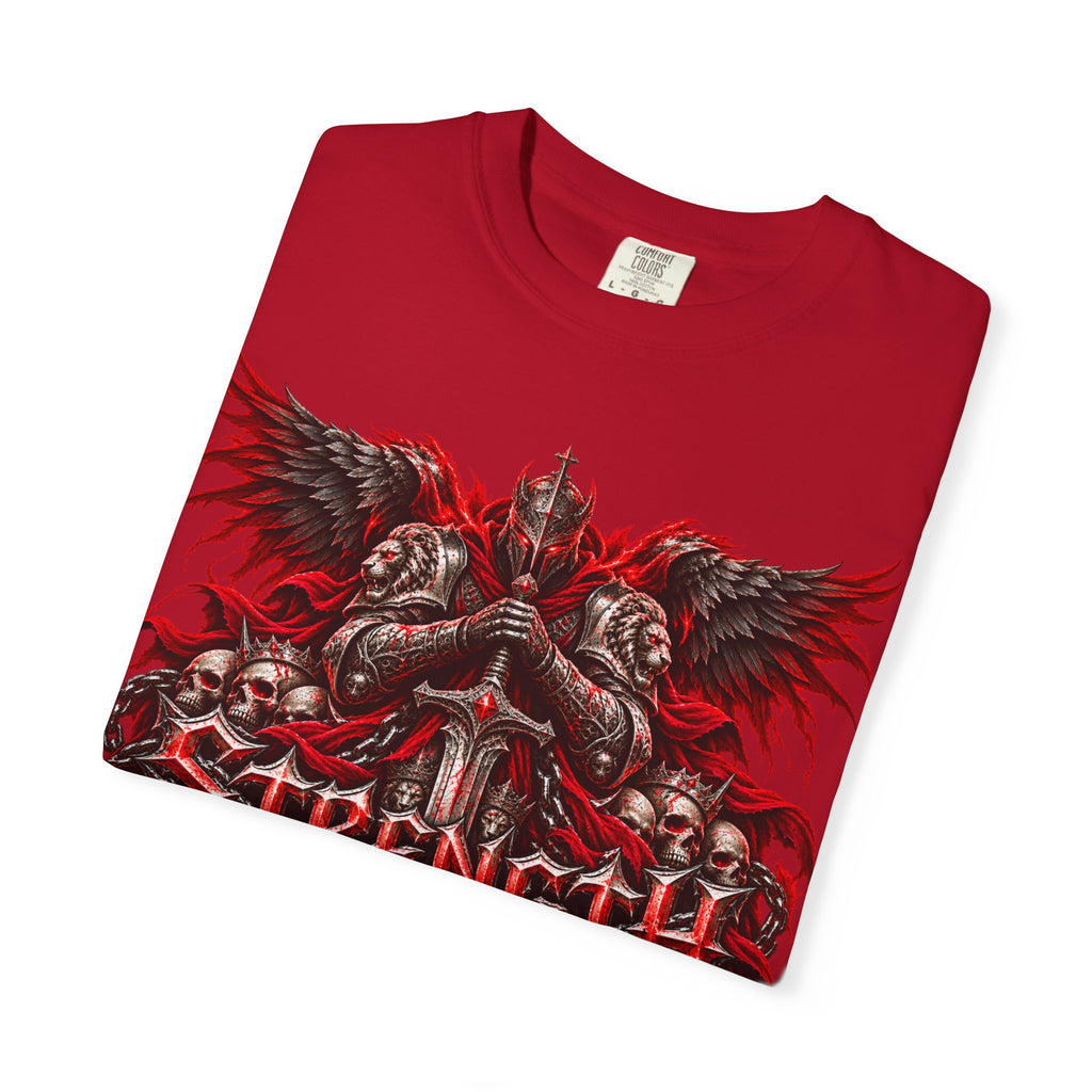 Strength Warrior T-Shirt — Gothic Skull Wings Graphic Tee