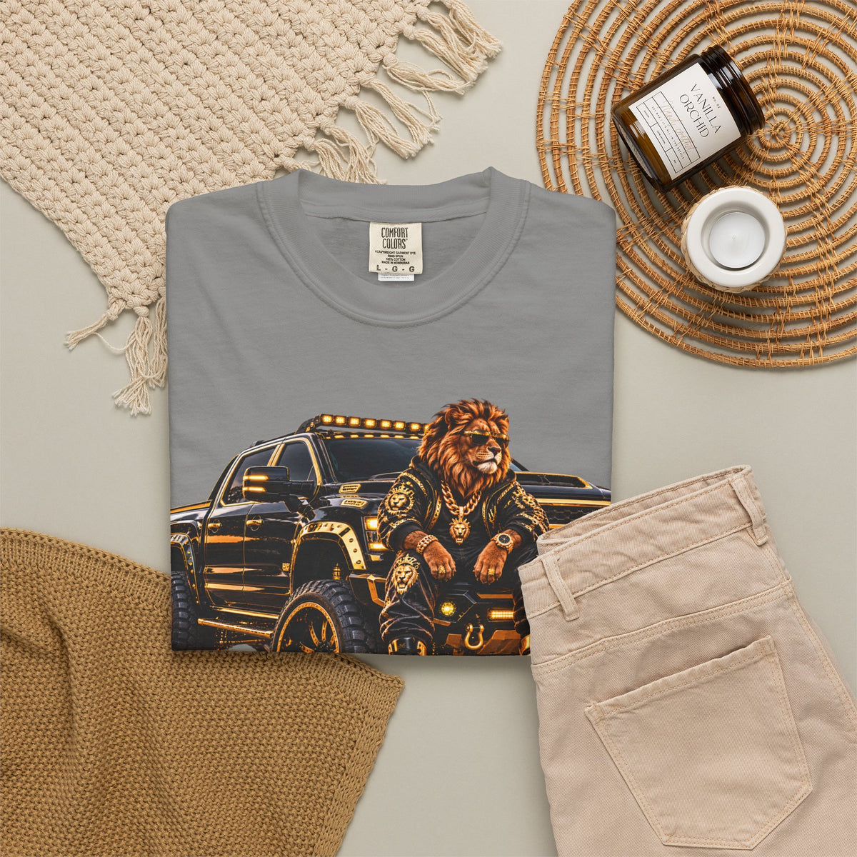 Lion Truck Graphic T-Shirt — Bold Off‑Road Crew Tee