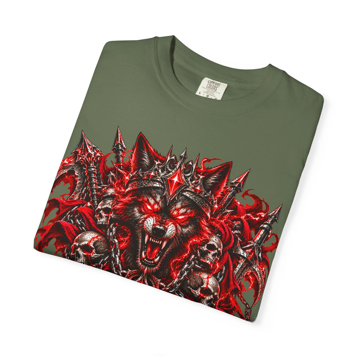 Wolf Skull T-Shirt — Red Gothic Horror Graphic Tee