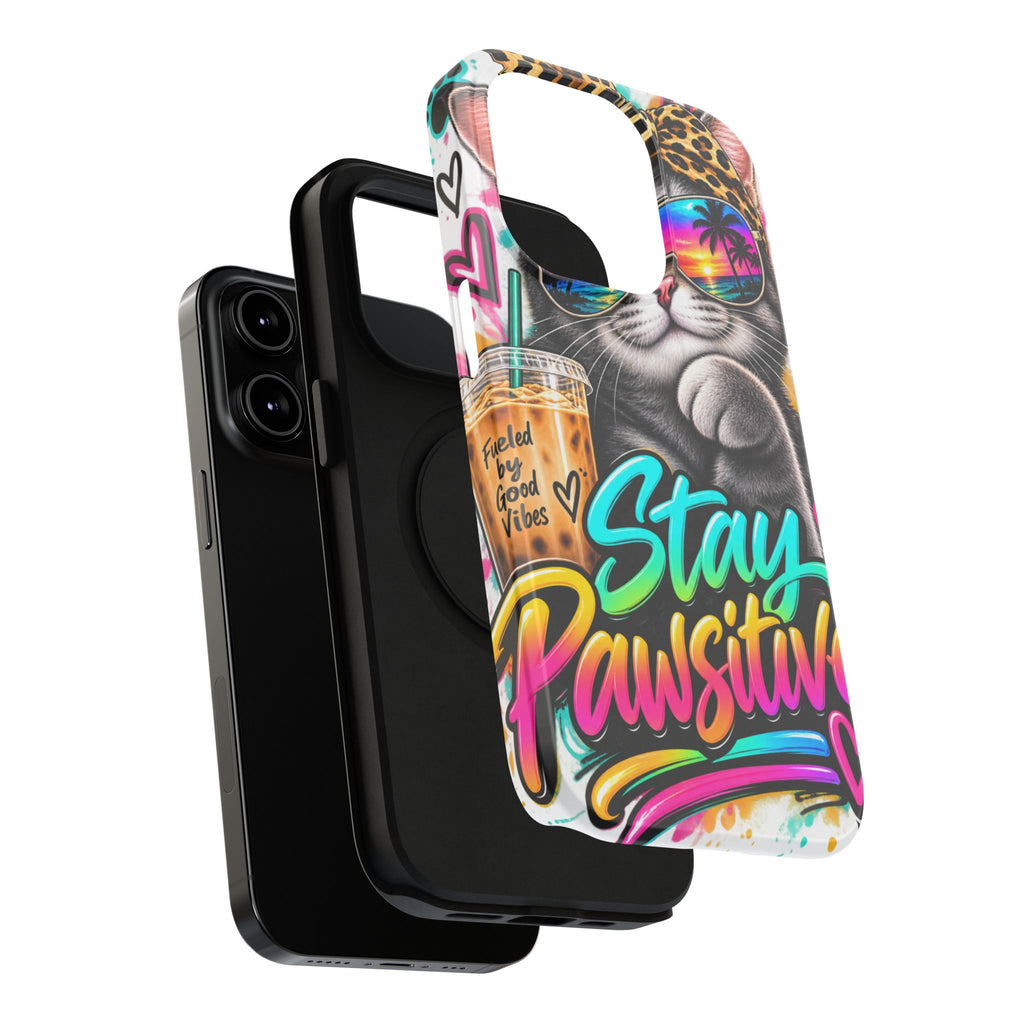 Phone Case — "Stay Pawsitive" Cat Impact-Resistant Case