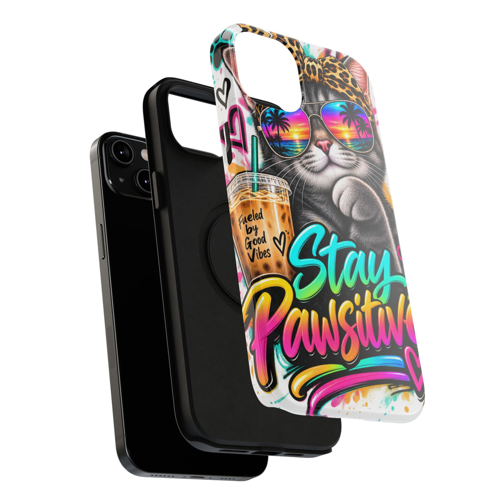 Phone Case — "Stay Pawsitive" Cat Impact-Resistant Case