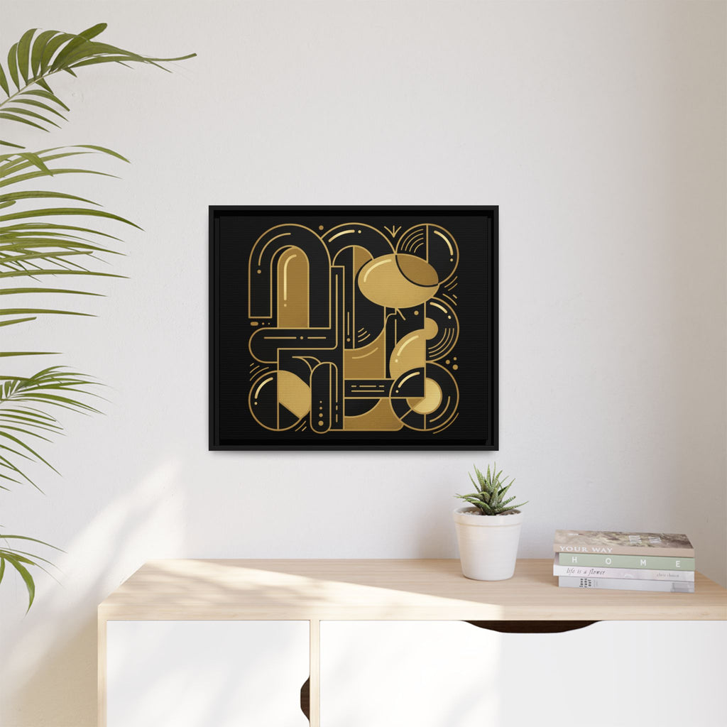 Gold Geometric Art Print — Framed Matte Canvas
