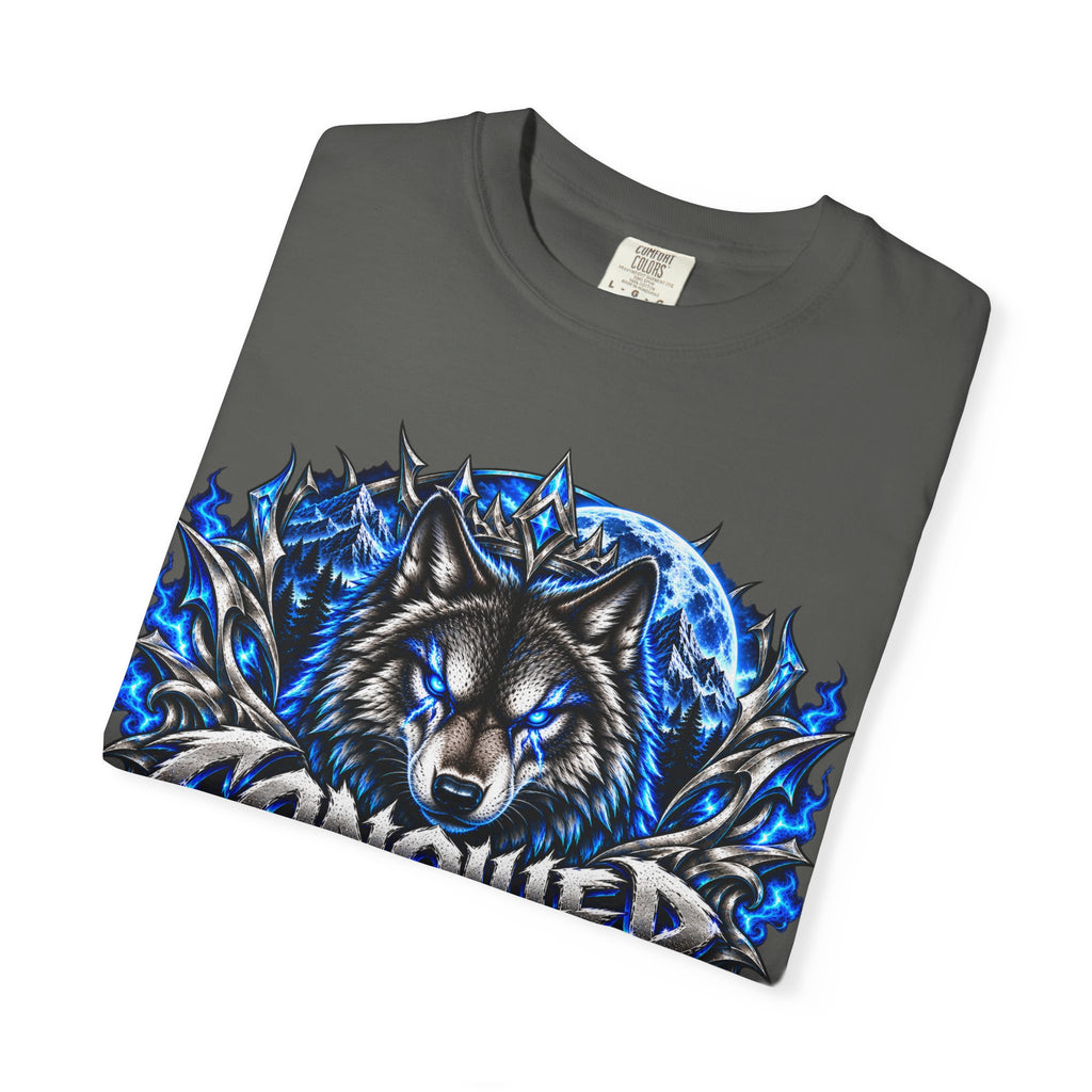 Conqueror Wolf Graphic T-Shirt — Fierce Blue Wolf Design