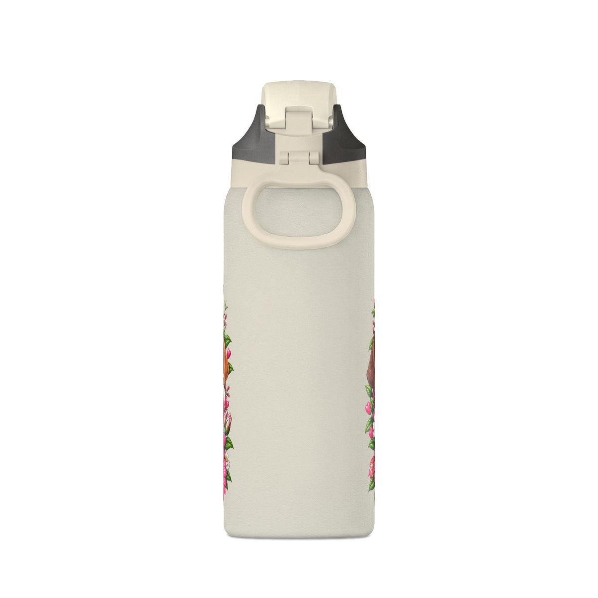 32oz Insulated Water Bottle with Adorable Dogs and Flowers