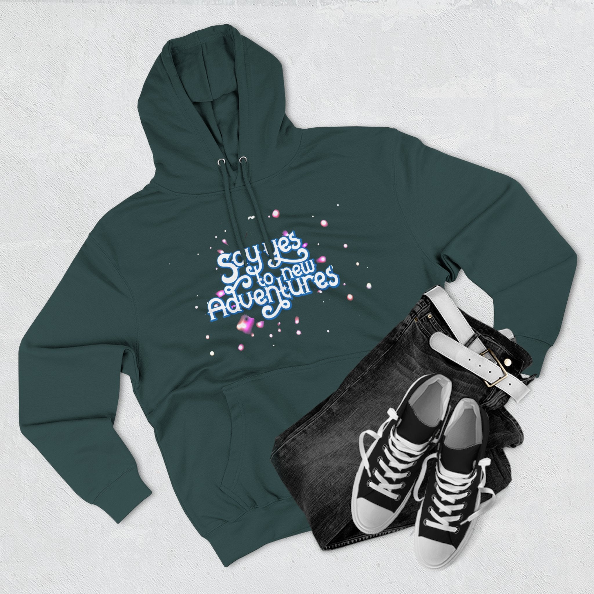 Hoodie — 'Say yes to New Adventures' Pastel Graphic Fleece Hoodie