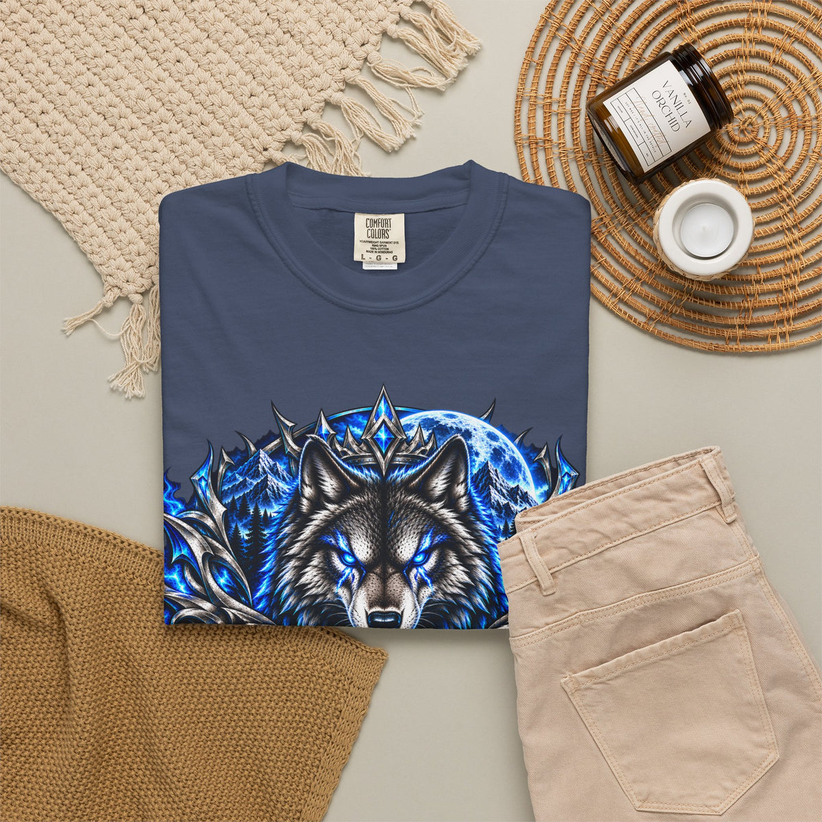 Conqueror Wolf Graphic T-Shirt — Fierce Blue Wolf Design