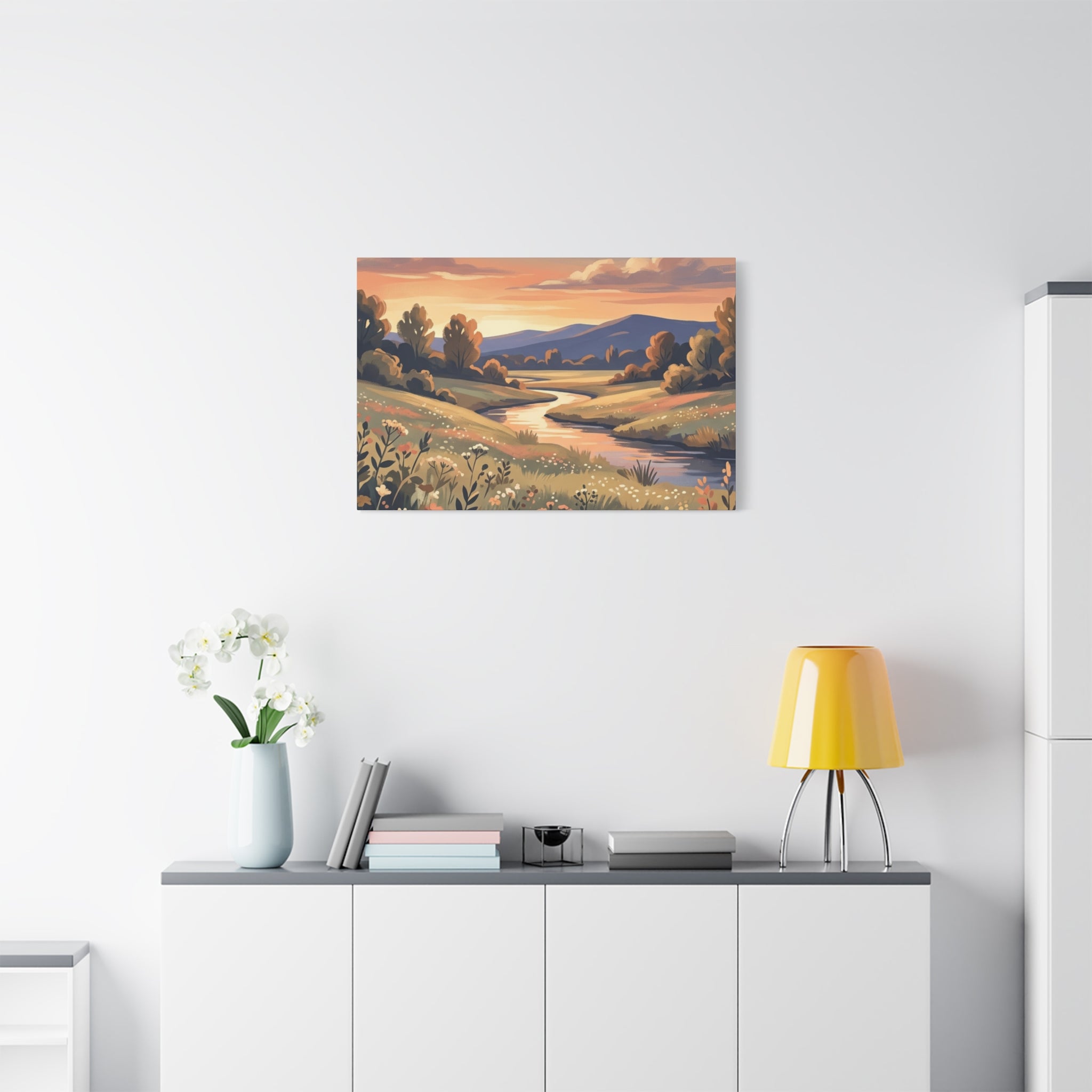 Sunset Meadow Canvas Wall Art