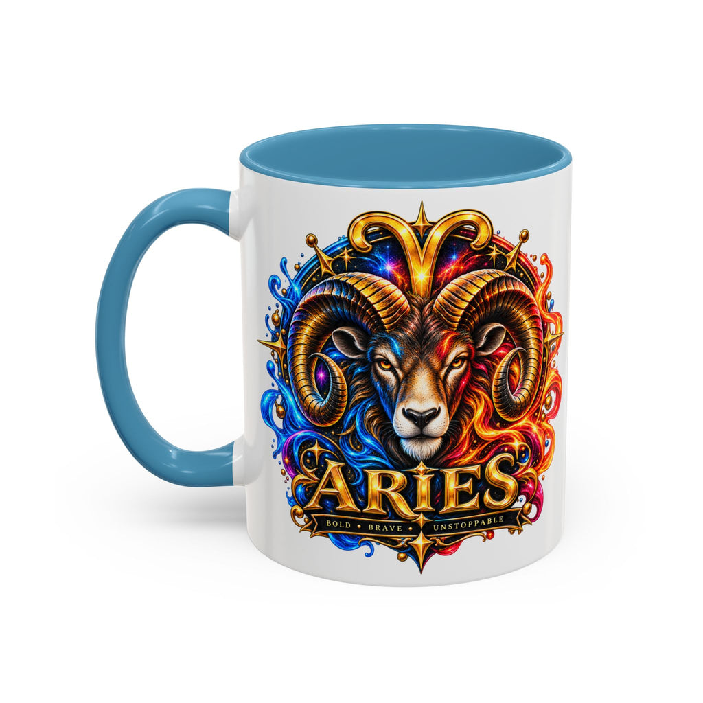 Aries Zodiac Coffee Mug — Colorful Ram Astrology Accent Mug (11/15oz)