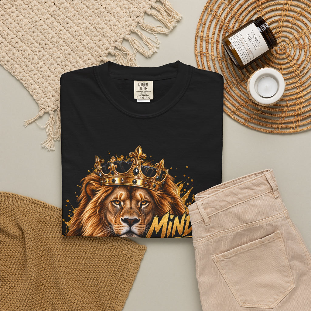 Lion Crown T-Shirt — "Mindset Builds Everything" Motivational Tee