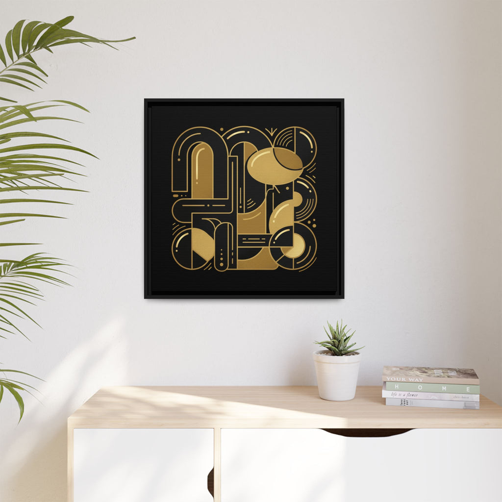 Gold Geometric Art Print — Framed Matte Canvas