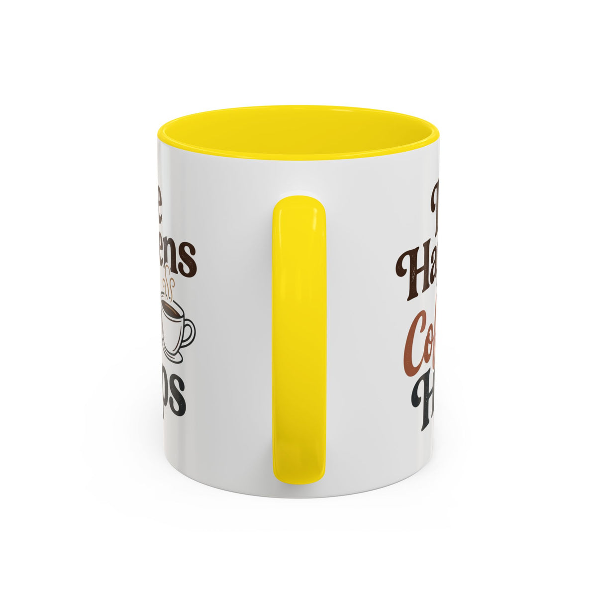 Coffee Mug — "Life Happens, Coffee Helps" Accent Ceramic Mug (11/15oz)