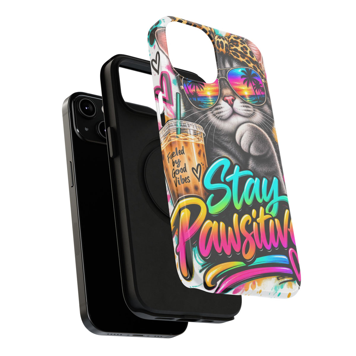 Phone Case — "Stay Pawsitive" Cat Impact-Resistant Case