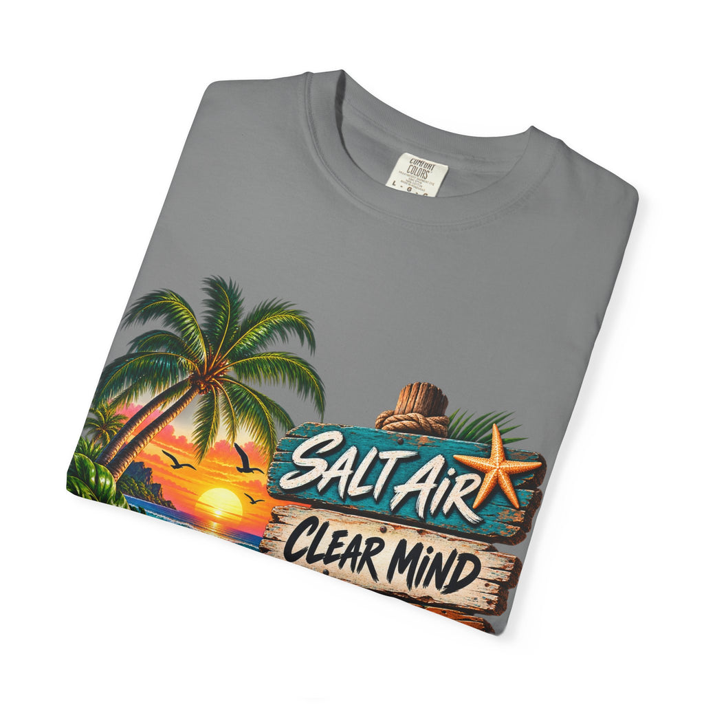 Salt Air, Clear Mind T-Shirt — Tropical Sunset Beach Graphic Tee