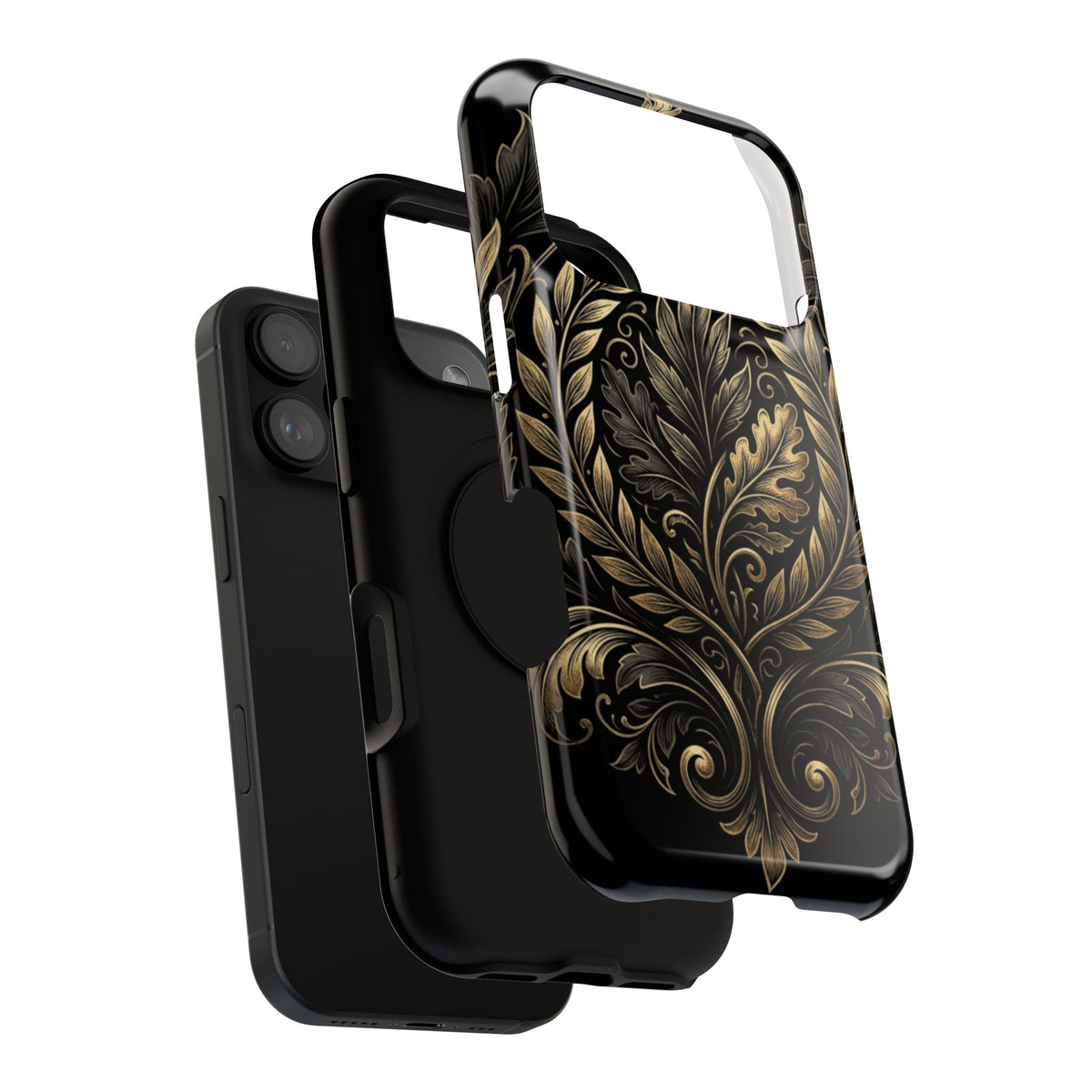 Baroque Gold Leaf Phone Case — Impact-Resistant Protective Cover