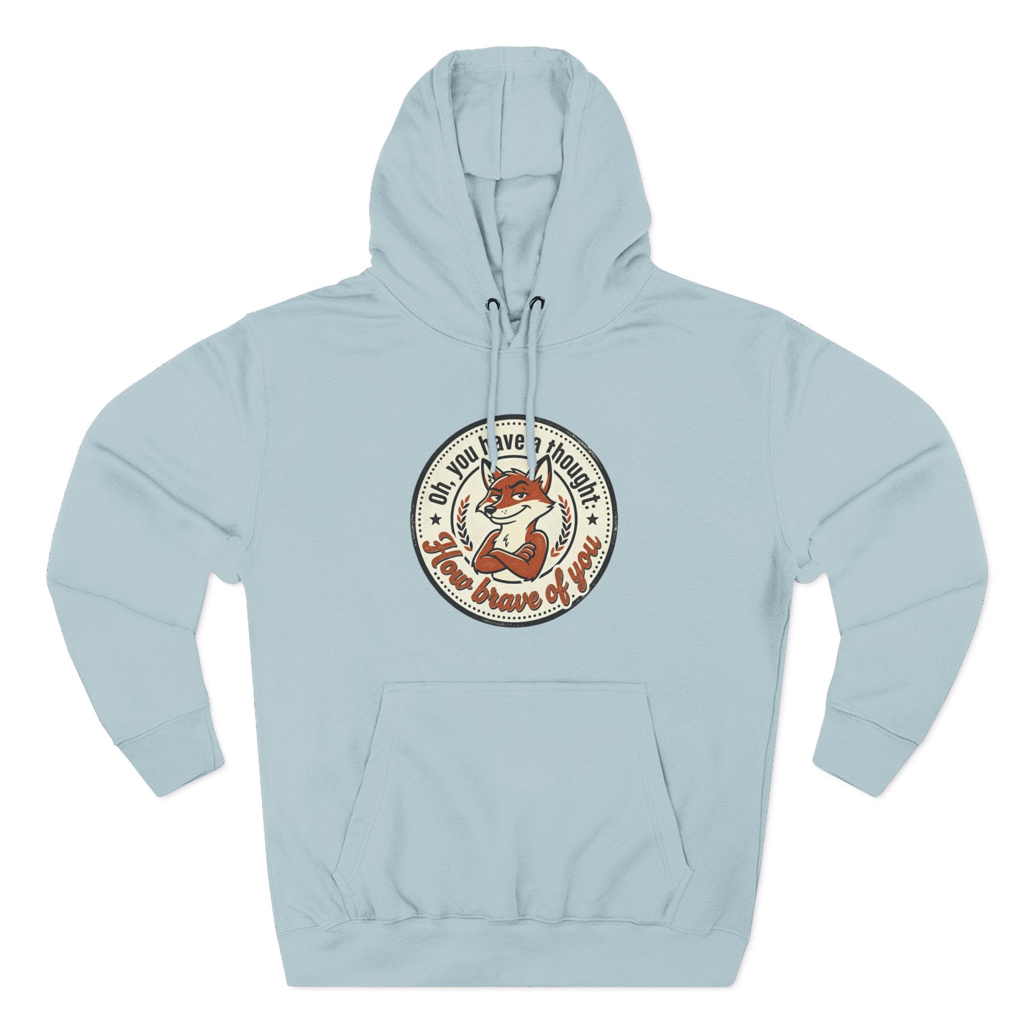 Fox Badge Hoodie — "Be Brave & Kind" Retro Emblem Fleece Hoodie